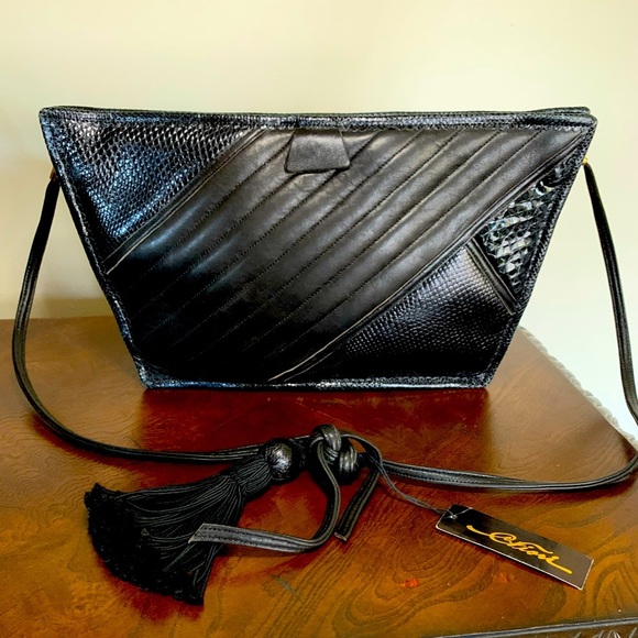 Vintage Carlos Fioro Italian Nubuck Black Leather Envelope Purse - Picture 2 of 16